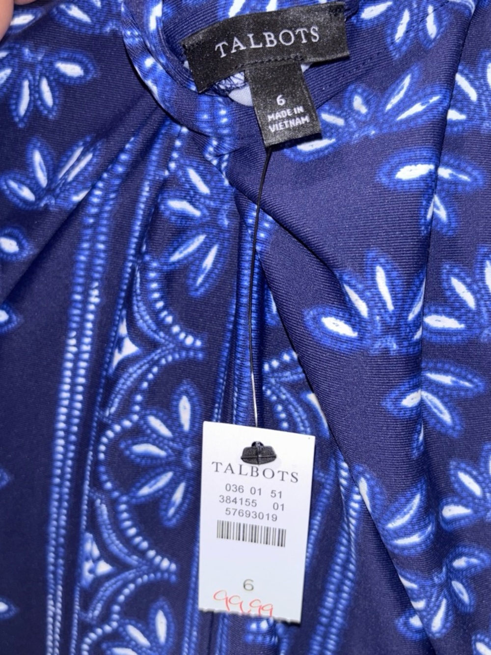 Talbots Navy Blue Embroidered Midi Dress - Picture 4 of 5